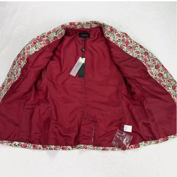 Talbots Grace‎ Fit Blazer Jacket Floral Rose 3/4 Sleeve Cottagecore Boho Spring - Picture 7 of 16